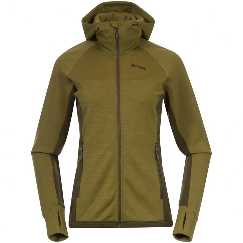 Bergans CECILIE WOOL HOOD JACKET Trail Green / Dark Olive Green